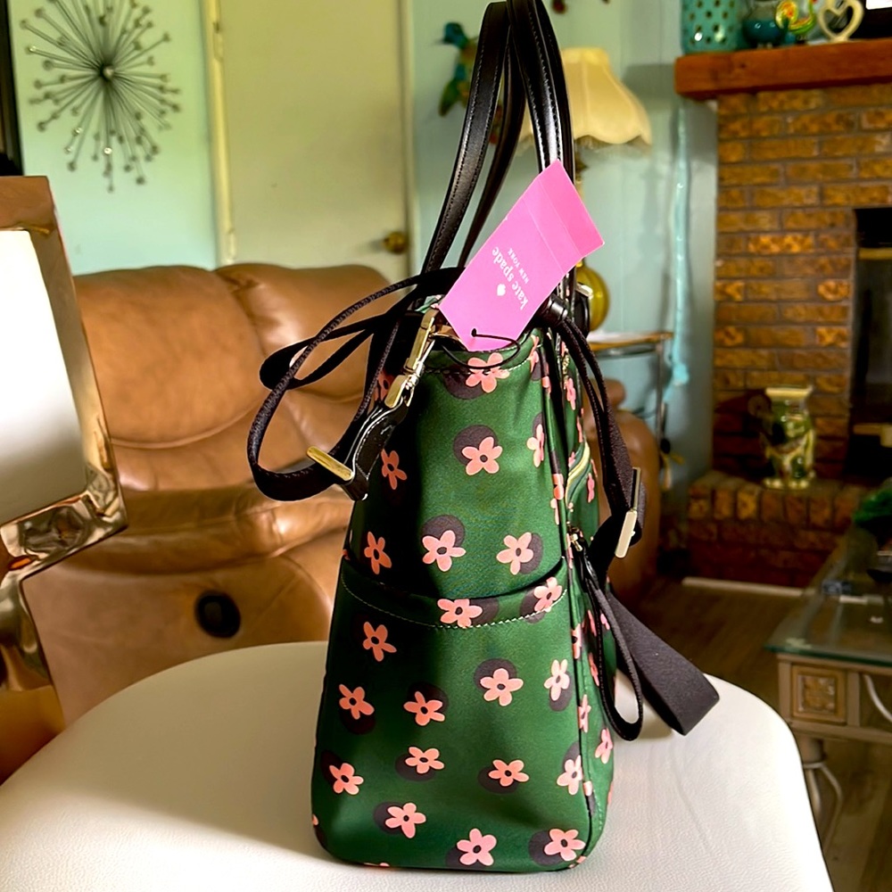 NWT Kate Spade nylon green pink floral bag set - Picture 5 of 16